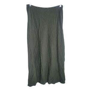 Cut Loose Maxi Skirt Women's Size Large Green Minimalist Lagenlook Basic Cotton